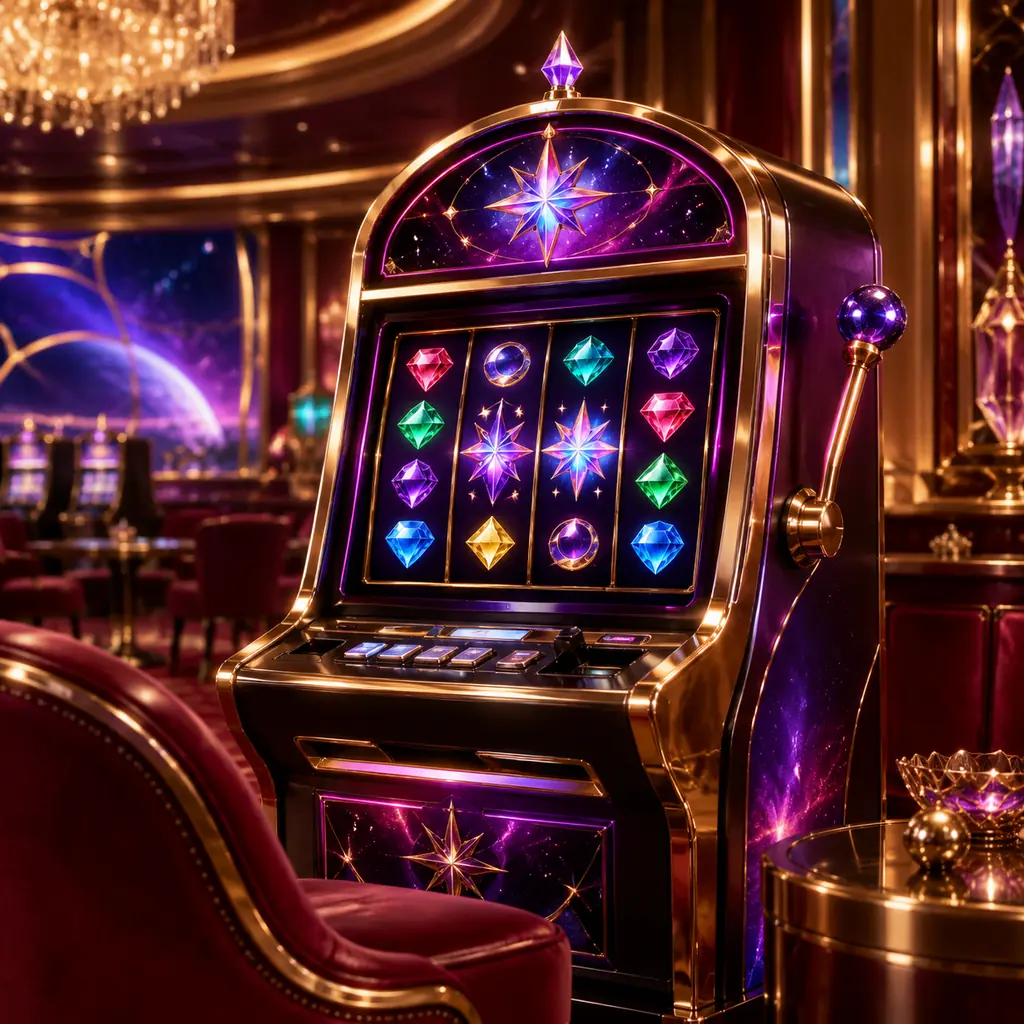 Mesin slot bertema permata dengan cahaya ruang angkasa